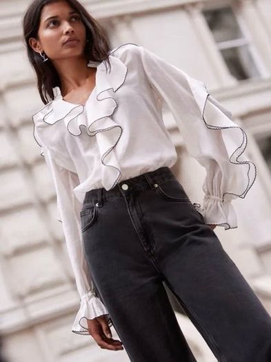 Mint Velvet Contrast Ruffle Blouse