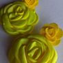 Fluroscent Yellow & Mustard Two-tier Floral Dangle Earrings Image 5