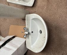Bathroom sinks, taps and pedestal