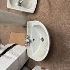 Bathroom sinks, taps and pedestal