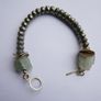 Vintage Pyrite and Jade Bracelet length 8" Image 5