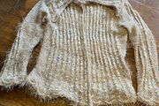 Vintage Blarney Woollen Mills Made in Ireland Novelty Yarn Cardigan Textured Tie Knit