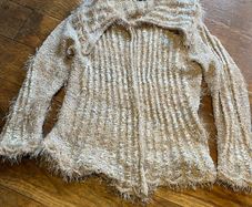 Vintage Blarney Woollen Mills Made in Ireland Novelty Yarn Cardigan Textured Tie Knit