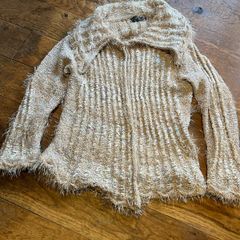 Vintage Blarney Woollen Mills Made in Ireland Novelty Yarn Cardigan Textured Tie Knit