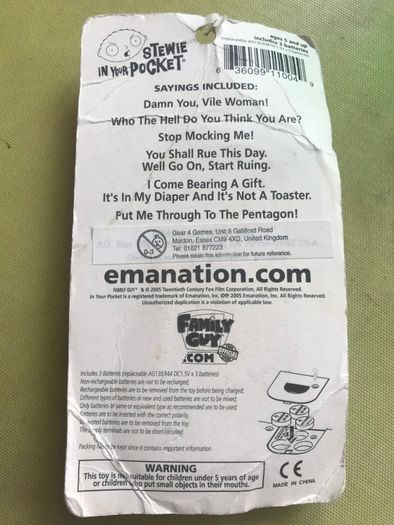Rare collectible Stewie in your pocket Toy by Emanation