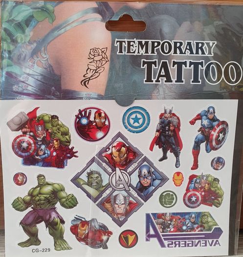 Kids super hero temporary tattoos