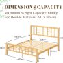 Wooden Double Bed Frame with Headboard - Bamboo Wood Bed Frames with Metal Slats Support and Underbed Storage, Easy to Install, Noise Free, Sturdy, 30.5 cm High Image 2
