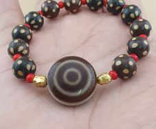 Vintage Himalayan Tibetan Circle Eye Circle Shape Agate & Beads Bracelet