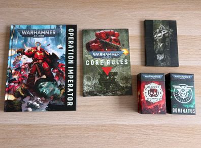 Warhammer 40K core rules and booklets that are included in Armageddon box