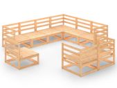 9 Piece Garden Lounge Set Solid Pinewood