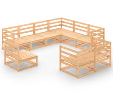 9 Piece Garden Lounge Set Solid Pinewood