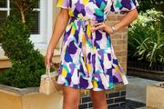 Girl In Mind Faux Wrap Skater Dress Size Uk 14 (nwt)
