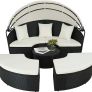 _High-Quality XXL aluminum polyrattan Sun Island with Hinged Sun Canopy, Sun Lounger Including Pillows and Cushions, 180 x 161 x 138 cm, Various Colors Image 3