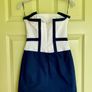ASOS structured blue and white strapless dress Image 2