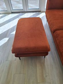 Maeve Velvet Footstool Rust Orange