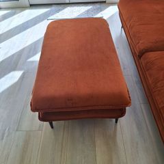 Maeve Velvet Footstool Rust Orange