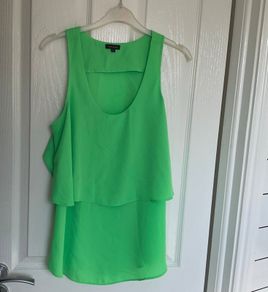 River Island Bright Green Layered Cut-Out Top