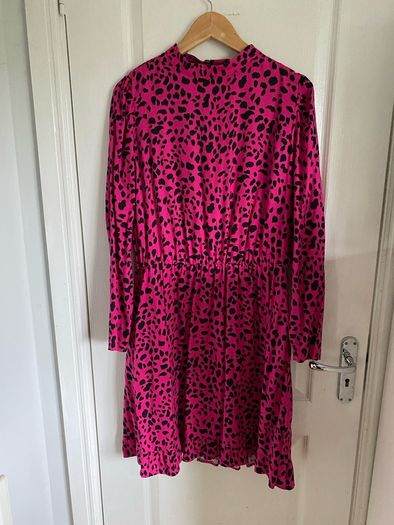 NWOT NEXT ladies shocking pink animal print dress size 14