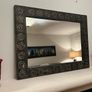 Decorative wooden mirror, grey with gold swirls Image 2