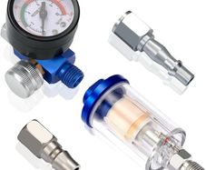 1/4 Line Air Filter & Air Pressure Regulator Combination Tool Kit, Air Compressor Water Trap, Airline Air Compressor Water Trap Filter for Spray Gun