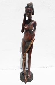 Handcrafted African Wooden Woman Sculpture