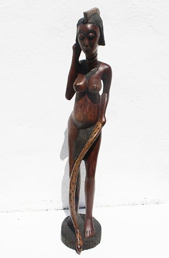 Handcrafted African Wooden Woman Sculpture