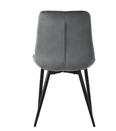 Set of 6 Grey Velvet Dining Chairs