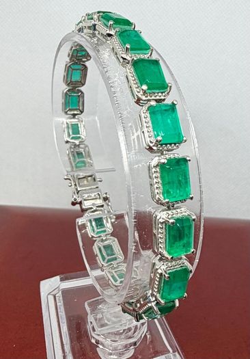 Silver Emeraldine Triplet Quartz Tennis Bracelet