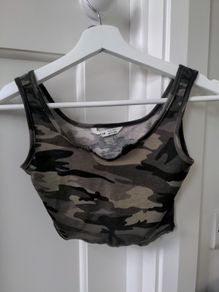 SHEIN girls Army style crop top