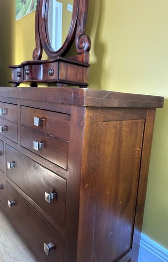 Solid Mahogany Chest of Drawers with Mirror
