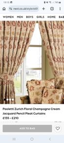 Paoletti Zurich Floral Champagne Cream Jacquard  Curtains