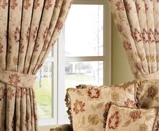 Paoletti Zurich Floral Champagne Cream Jacquard  Curtains
