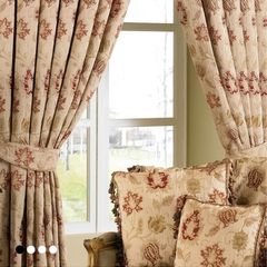 Paoletti Zurich Floral Champagne Cream Jacquard  Curtains