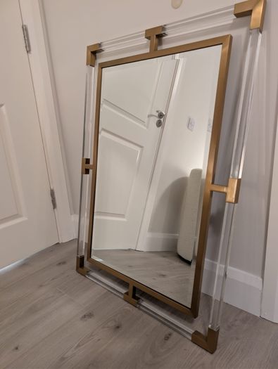 Shades of Light Gold & Clear Acrylic Statement Mirror