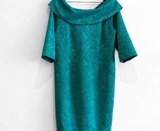 Pre Owned Coco Doll Teal Jacquard Off-The-Shoulder Cocktail Dress