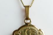 Edwardian Revival Gold Plated Engraved Fern Locket, Andreas Daub