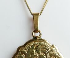 Edwardian Revival Gold Plated Engraved Fern Locket, Andreas Daub