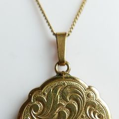 Edwardian Revival Gold Plated Engraved Fern Locket, Andreas Daub
