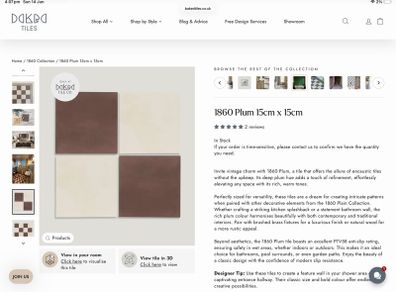 Plum and white checkerboard pattern floor/walls tiles 1.98sqm
