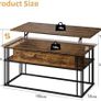 Lift Top Coffee Table - Modern Square Tables, Stable Metal Frame & Hidden Storage, Centre Table for Living Room, Small Space, Home Office Image 2