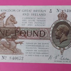 English 1919 One Pound Banknote Extremely Fine Condition