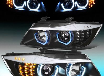 BMW 3 series Blue Halo LED Headlights Pair