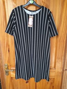 Boohoo mono stripe dress