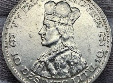 Lithuania 1936 Silver 10 Litu Beautiful Uncirculated