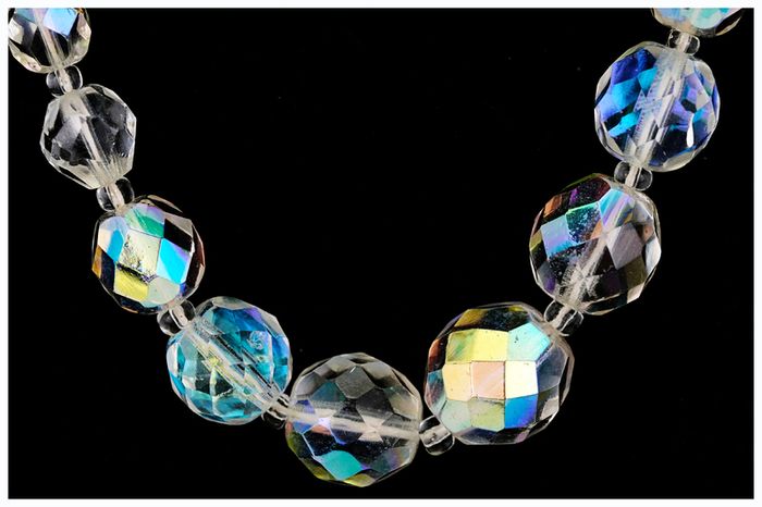 Vintage Aurora Borealis Crystal Bead Necklace Art Deco Bridal Jewellery
