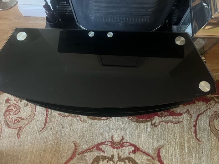 Black glass television table