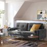 _3-seater sofa, couch for living room, cover made of velvet, for apartments, small rooms, wooden frame, metal legs, simple structure, modern design, 183 x 78 x 88 cm, gray Image 2