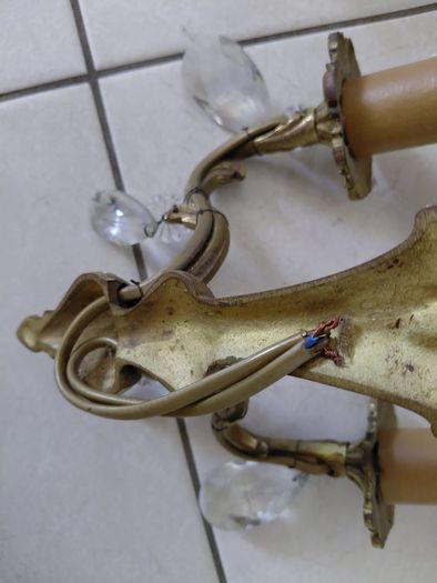 Antique French brass pair of wall lights