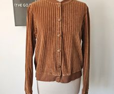 Sezane Iris cotton velvet bomber jacket camel M French designer