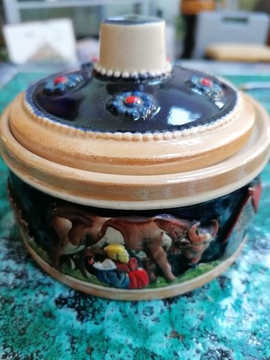 Vintage West german ceramic lidded dish